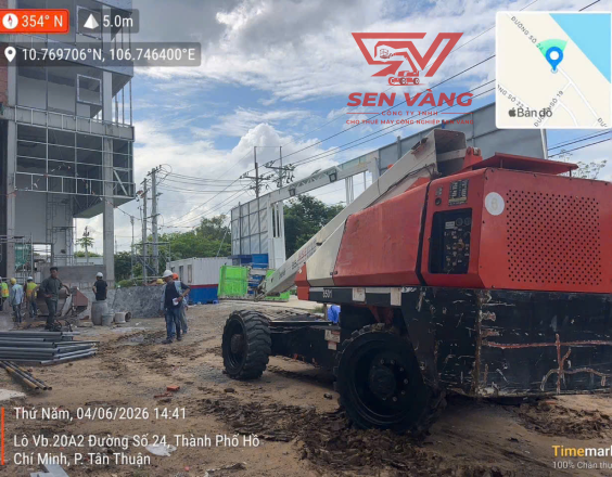 Xe nâng Sen Vàng cho thuê xe nâng tại công trình kho lạnh kết hợp văn phòng COOL BASE